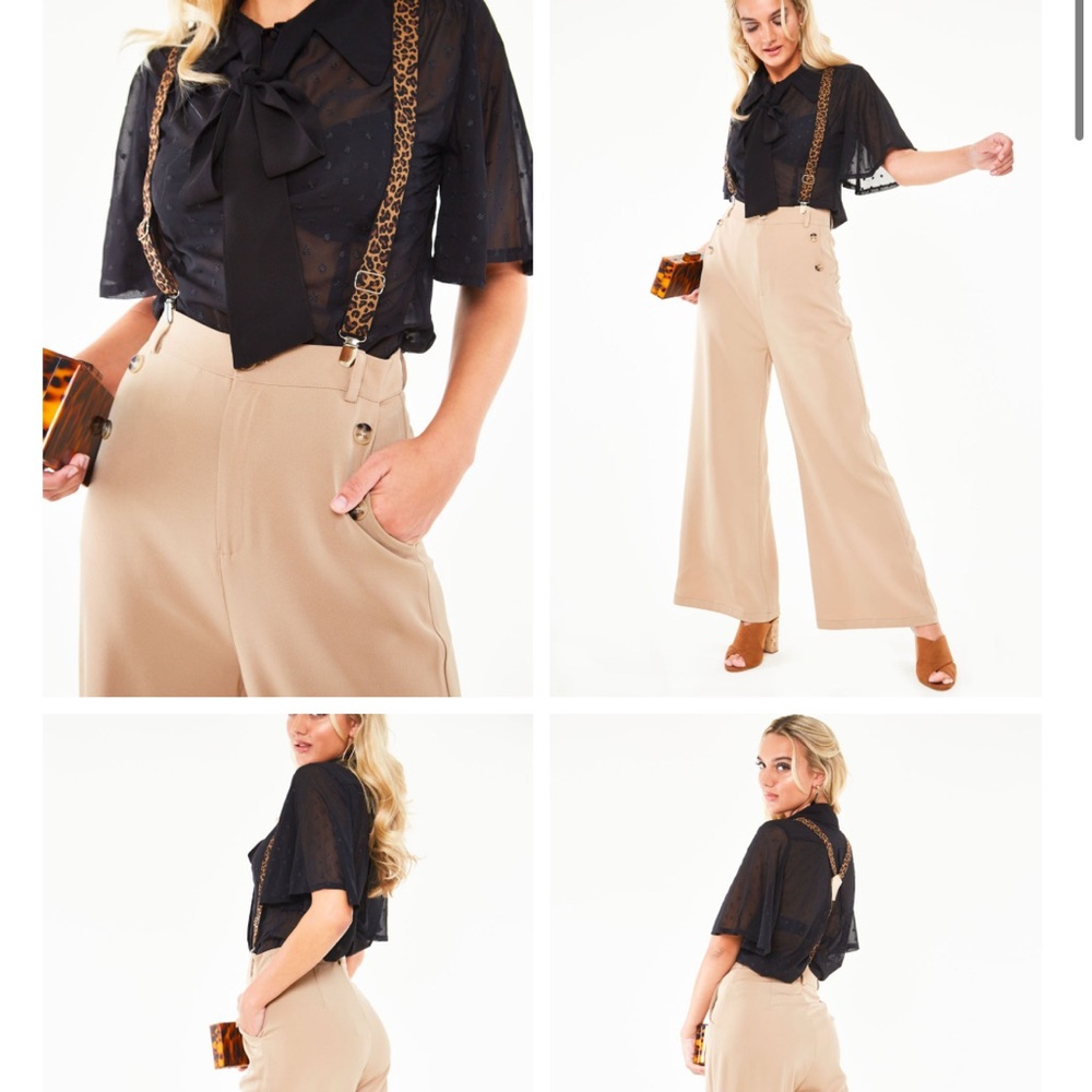 Women's Tan Wide-Leg Pants - Picture 2 of 2